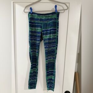 Athleta Kids Leggings in Blue and Green Stripes
